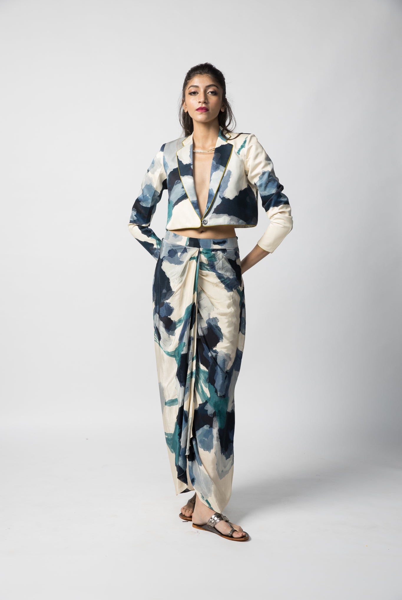 Marble Cropped Jacket Co-ord Set - CiceroniCo-ord SetAdvait