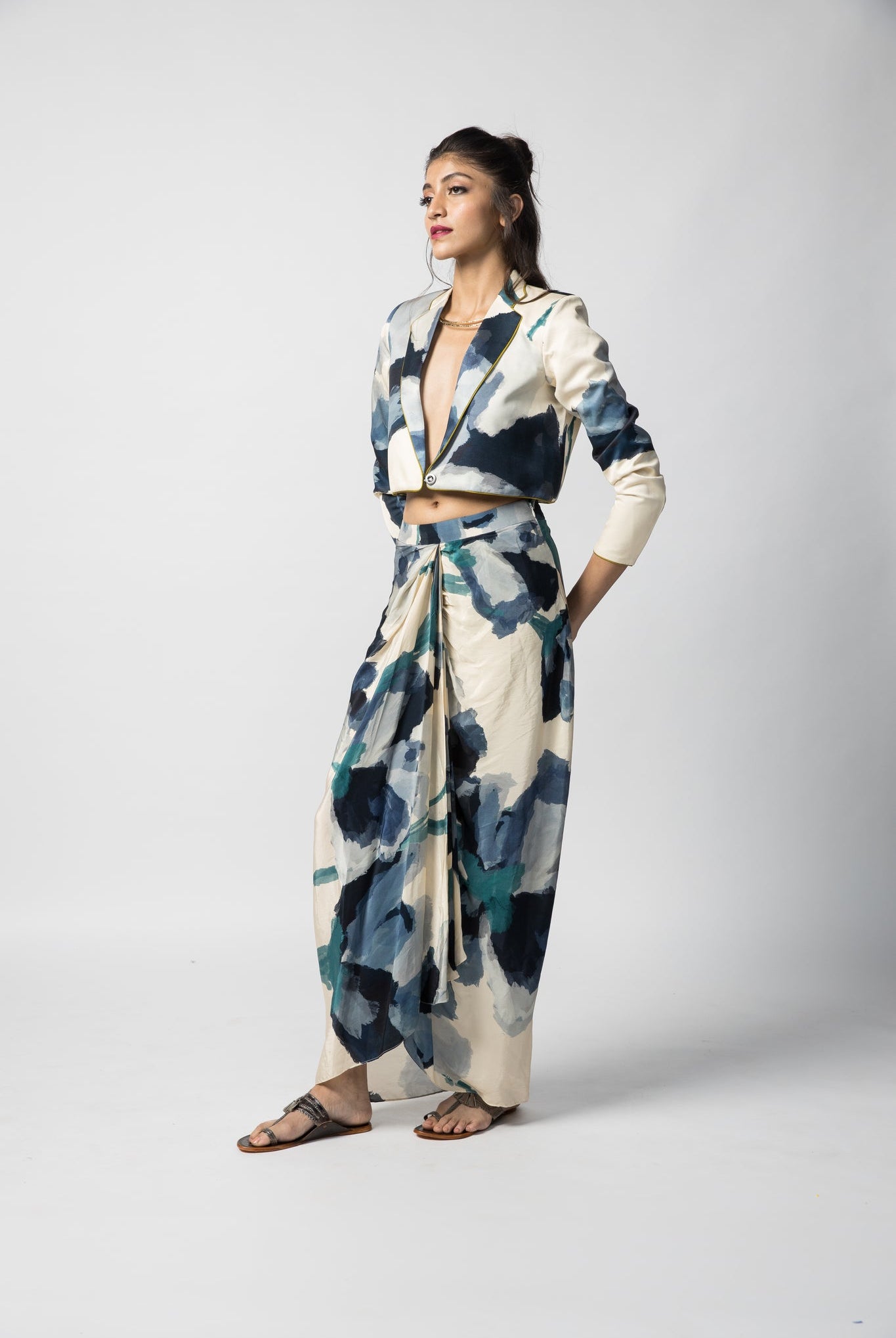 Marble Cropped Jacket Co-ord Set - CiceroniCo-ord SetAdvait