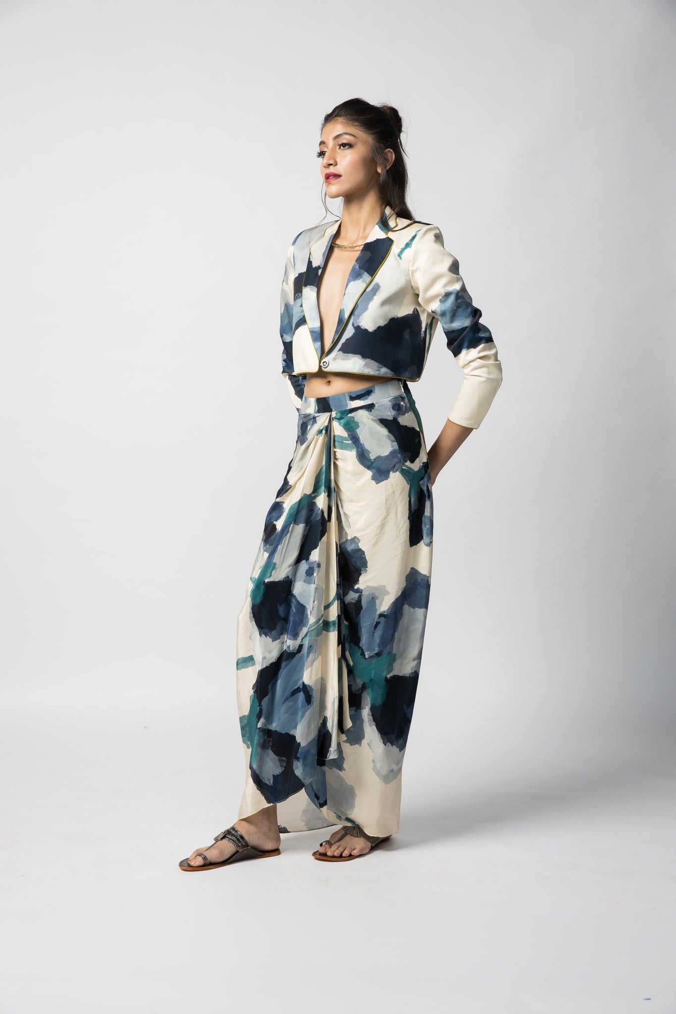 Marble Cropped Jacket Co-ord Set - CiceroniCo-ord SetAdvait