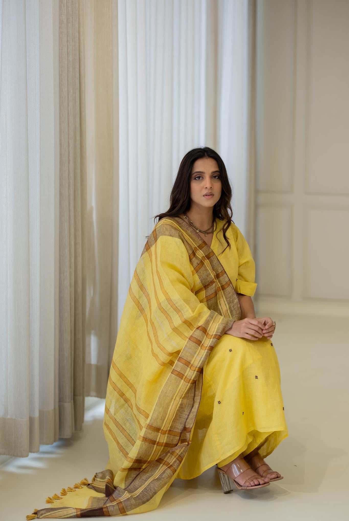 Marigold Linen Kurta Set - CiceroniKurta SetSilai Studio