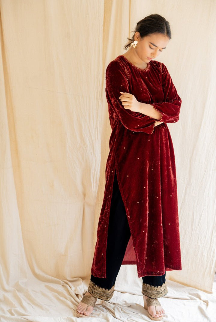 Maroon Imaan Kurta - CiceroniNirjara