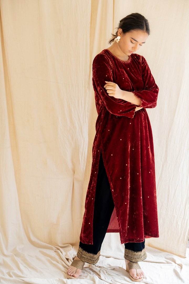 Maroon Imaan Kurta - CiceroniNirjara