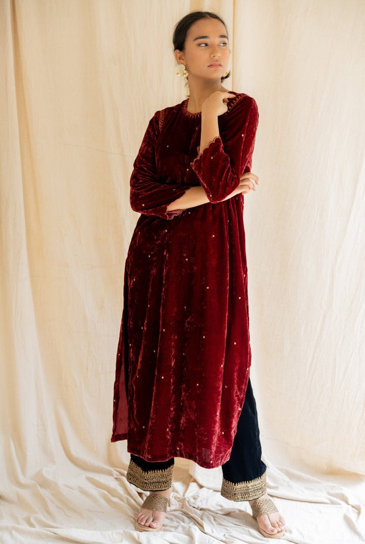 Maroon Imaan Kurta - CiceroniNirjara