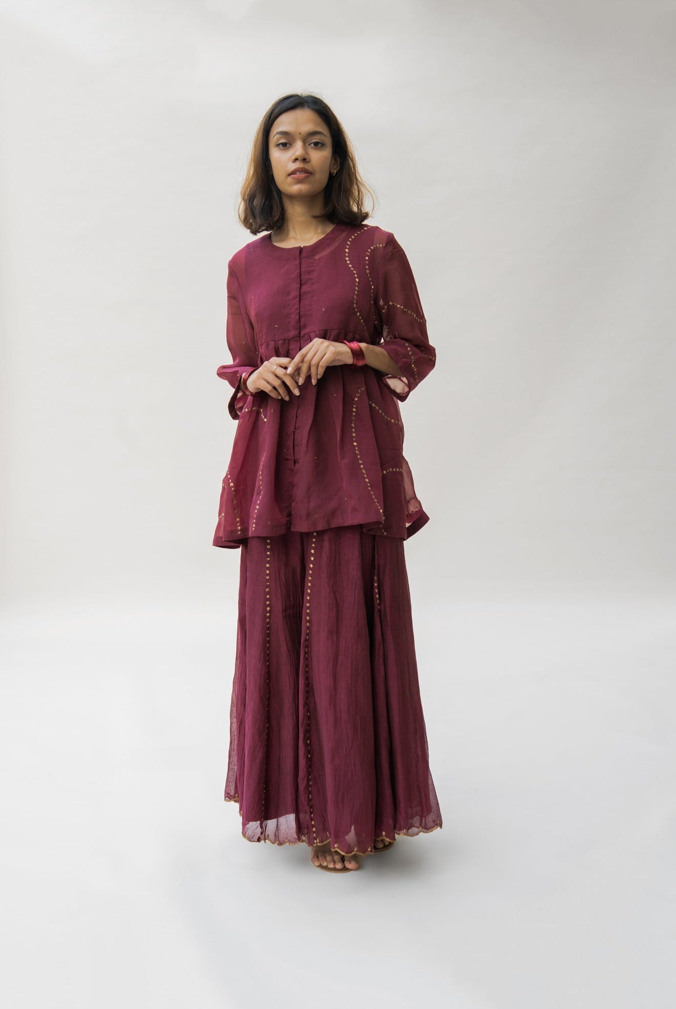 Maroon Nayab Gharara Set - CiceroniNirjara