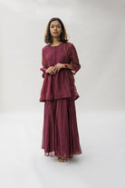 Maroon Nayab Gharara Set - CiceroniNirjara
