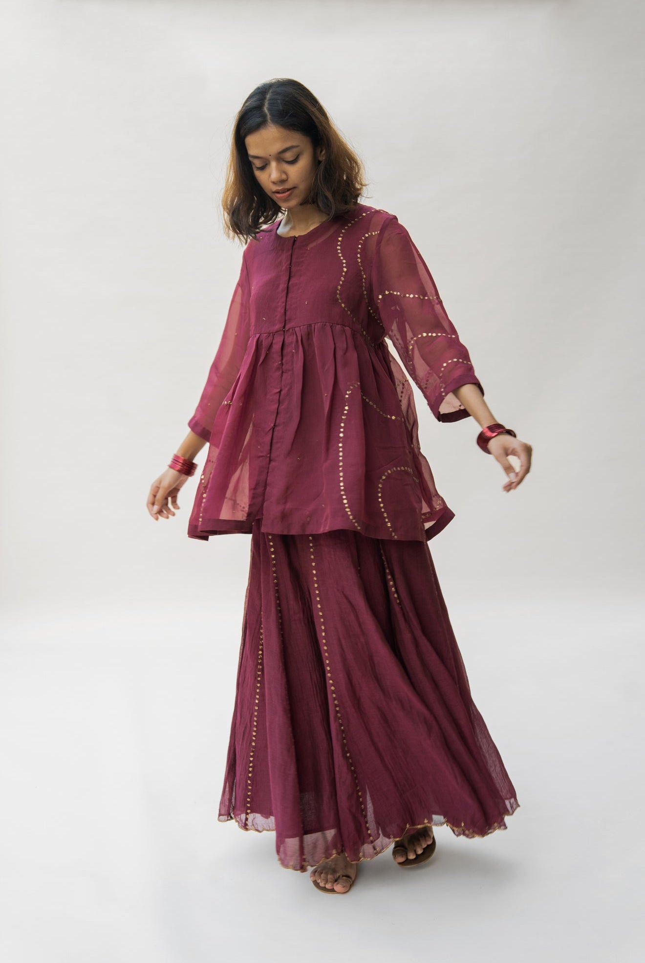 Maroon Nayab Gharara Set - CiceroniNirjara