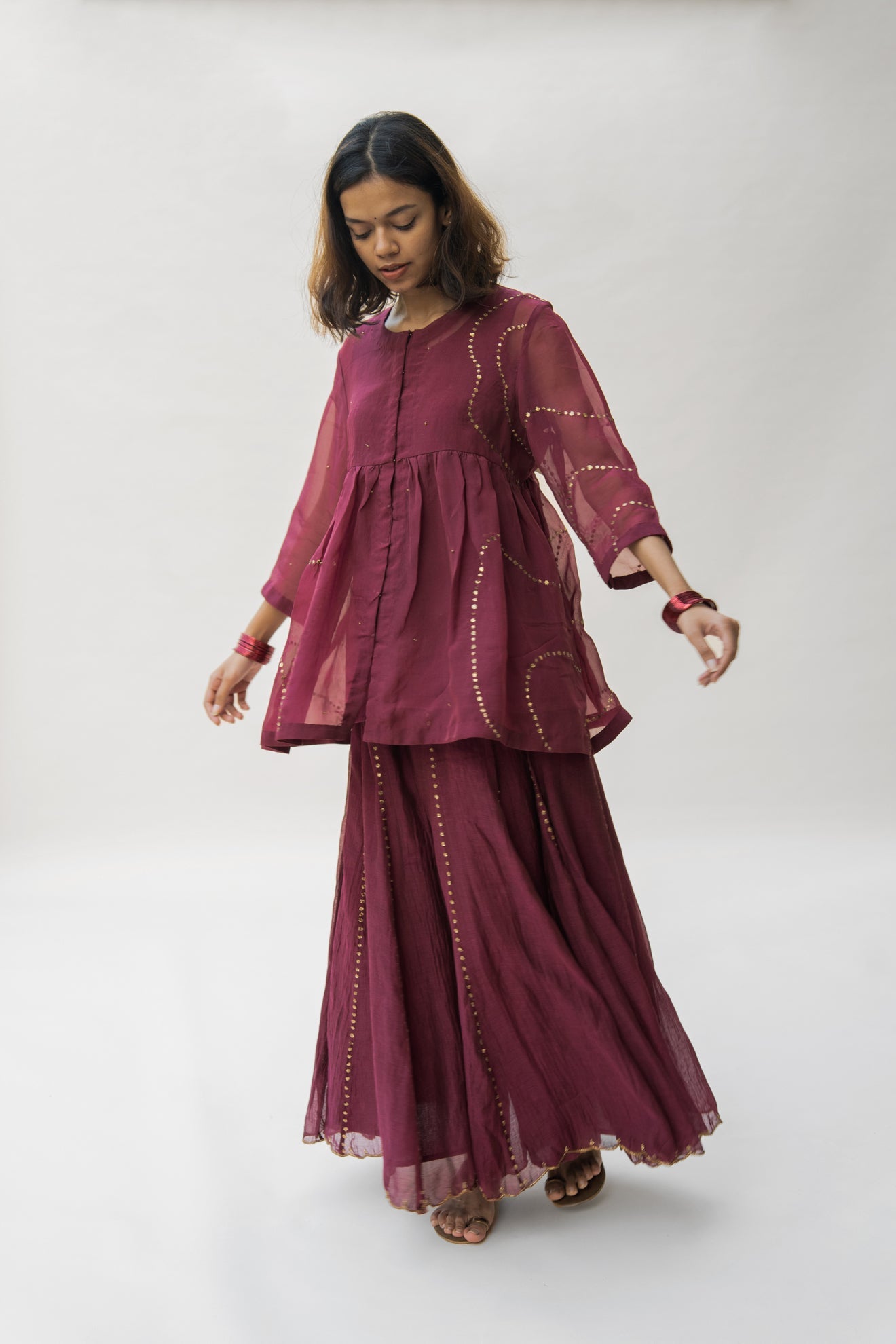 Maroon Nayab Gharara Set - CiceroniNirjara