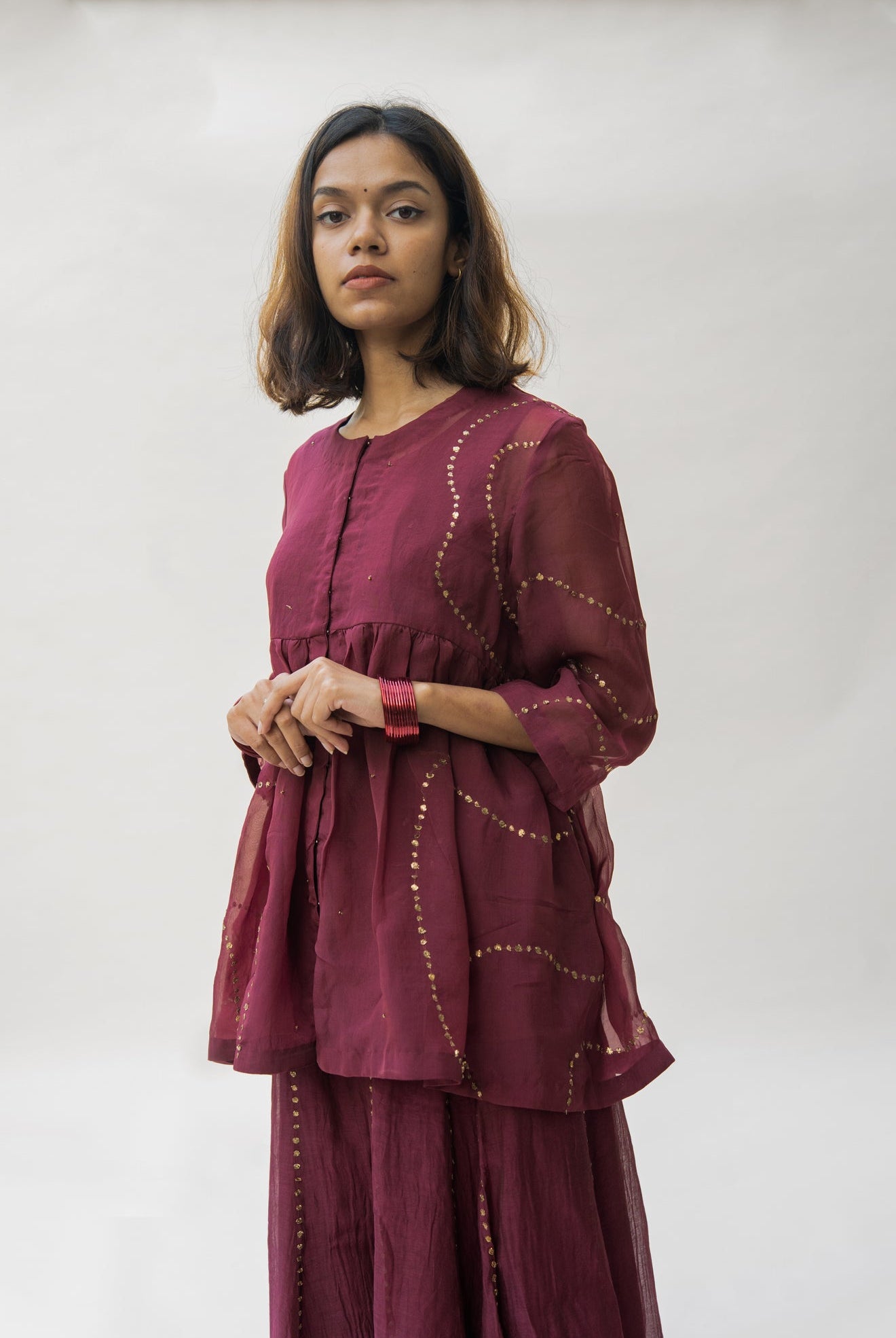 Maroon Nayab Gharara Set - CiceroniNirjara