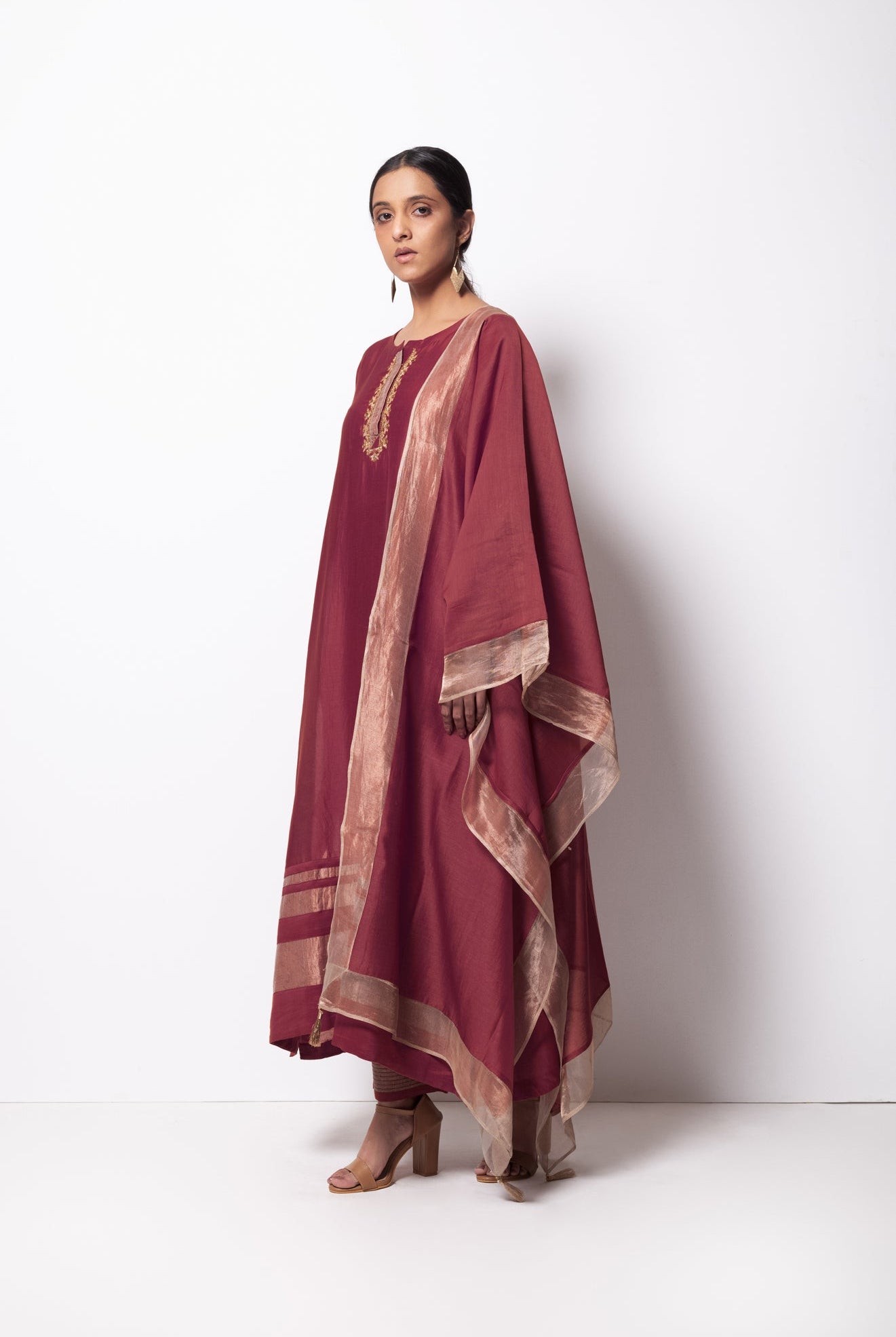 Mauve Kurta Chanderi Silk Set with Dupatta - CiceroniBhavik Shah