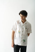 Mens Hand Embroidered Pure Linen Shirt - Beach Bliss - CiceroniShirtCultura Studio