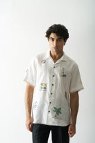 Mens Hand Embroidered Pure Linen Shirt - Beach Bliss - CiceroniShirtCultura Studio