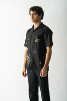 Mens Hand Embroidered Pure Linen Shirt - Buzzing Bees - CiceroniShirtCultura Studio