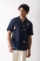 Mens Hand Embroidered Pure Linen Shirt - Celestial Panorama - CiceroniShirtCultura Studio