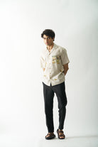Mens Hand Embroidered Pure Linen Shirt - Classical Elegance - CiceroniShirtCultura Studio