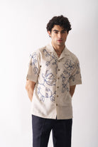 Mens Hand Embroidered Pure Linen Shirt - Floral Serenade - CiceroniShirtCultura Studio