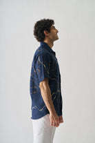 Mens Hand Embroidered Pure Linen Shirt - Imperial Accent - CiceroniShirtCultura Studio