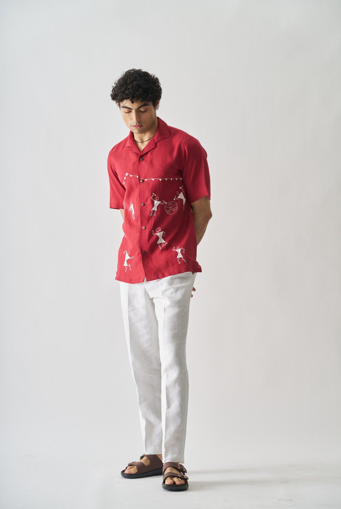 Mens Hand Embroidered Pure Linen Shirt - Tribal Tales - CiceroniShirtCultura Studio