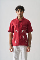 Mens Hand Embroidered Pure Linen Shirt - Tribal Tales - CiceroniShirtCultura Studio