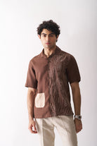 Mens Hand Embroidered Pure Linen Shirt - Woodland Breeze - CiceroniShirtCultura Studio