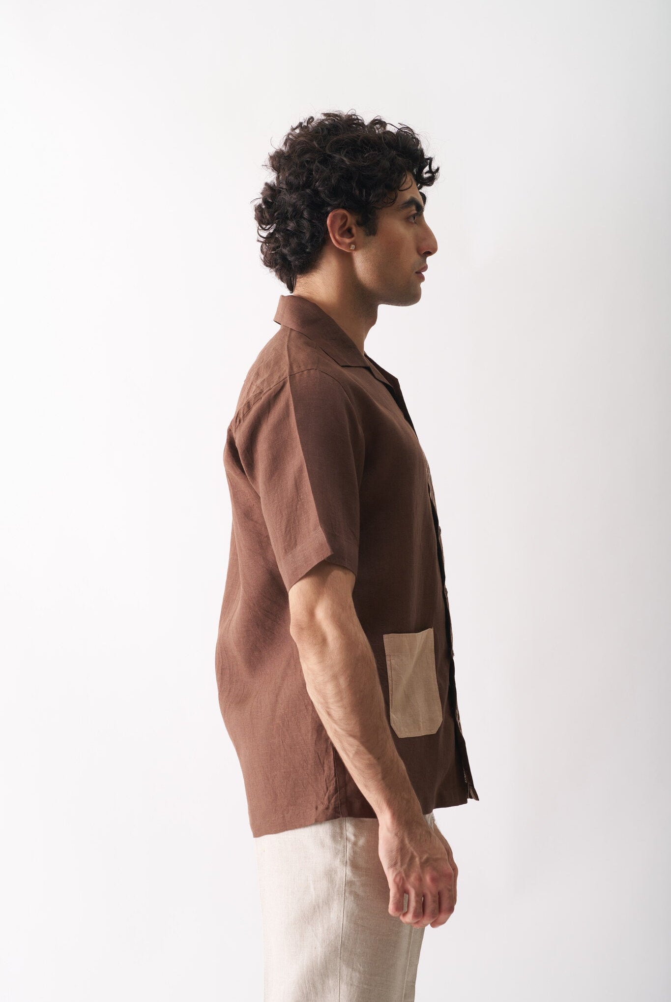 Mens Hand Embroidered Pure Linen Shirt - Woodland Breeze - CiceroniShirtCultura Studio