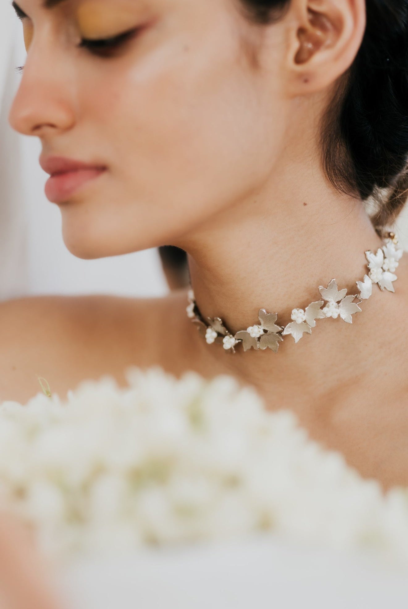Mogra Choker Neckpiece - Silver - CiceroniAarjavee