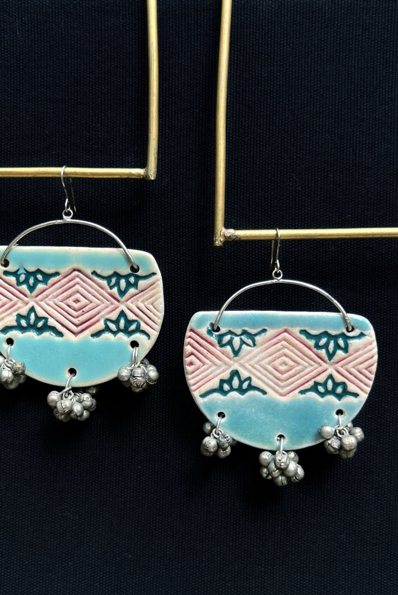 Mohar - Ardh Vratt Earrings in Blue - CiceroniEarringsChaakmaati