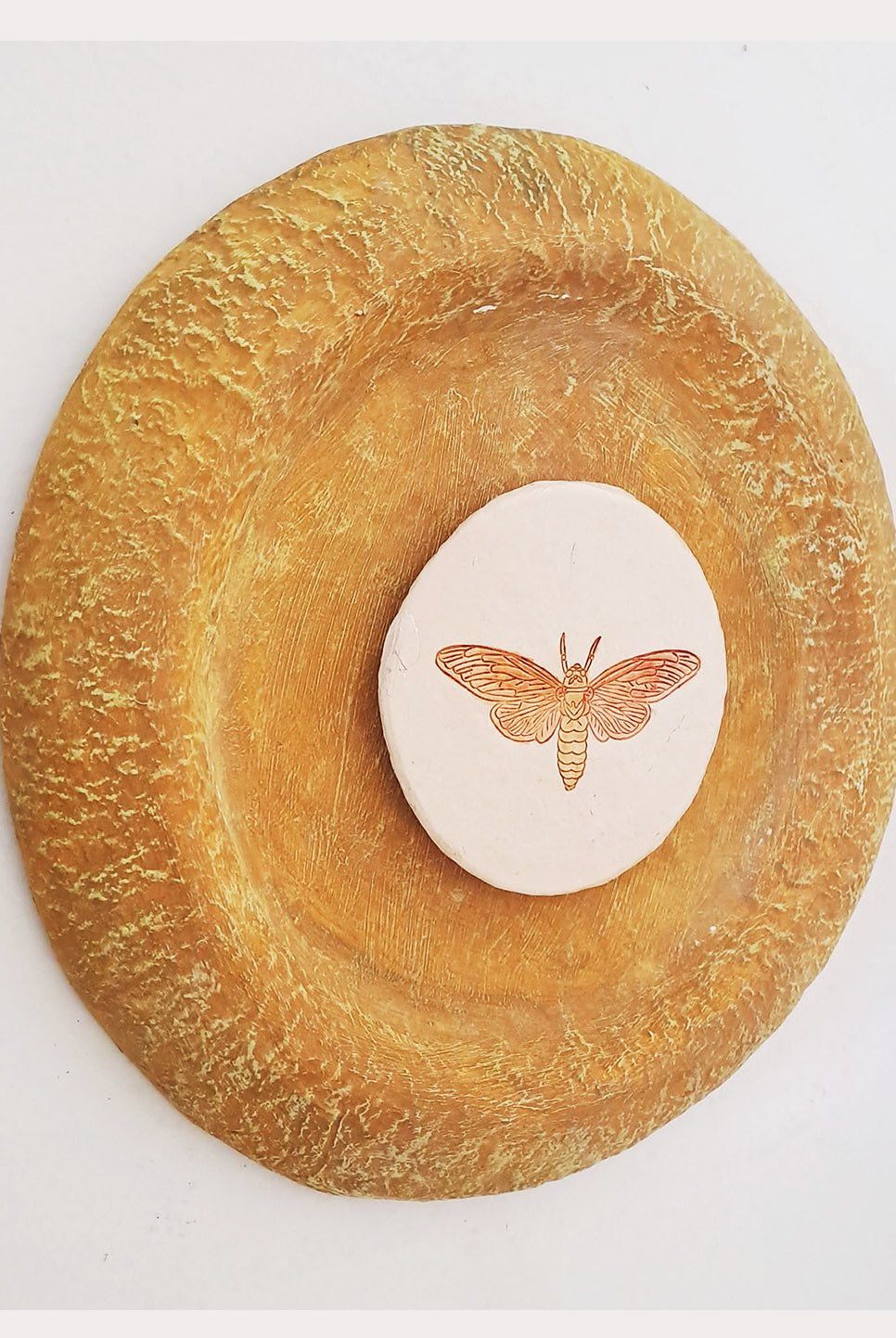 Moth Wall Plate - Ochre Yellow - CiceroniWall ArtAranya Earthcraft
