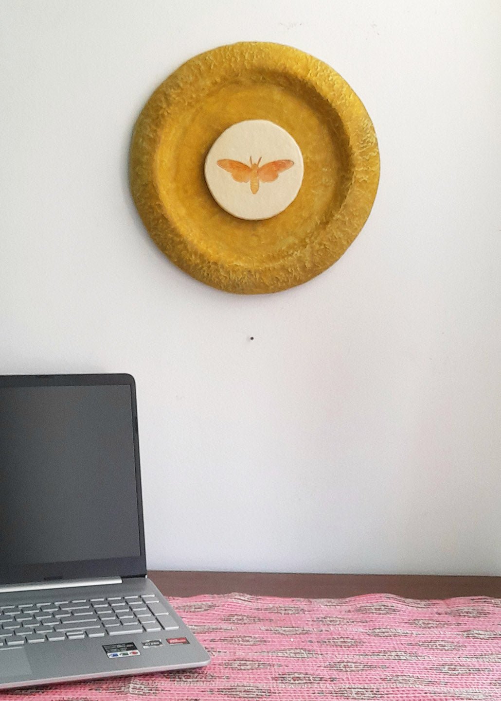 Moth Wall Plate - Ochre Yellow - CiceroniWall ArtAranya Earthcraft