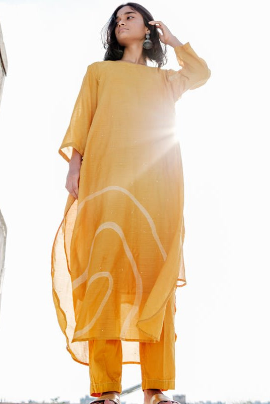 Mustard Yellow Arsa Kurta with Pants - CiceroniNirjara