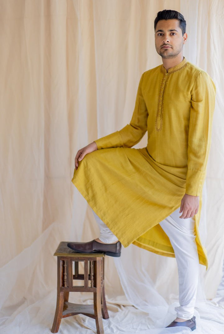 Mustard Yellow Nawab Kurta - CiceroniNirjara