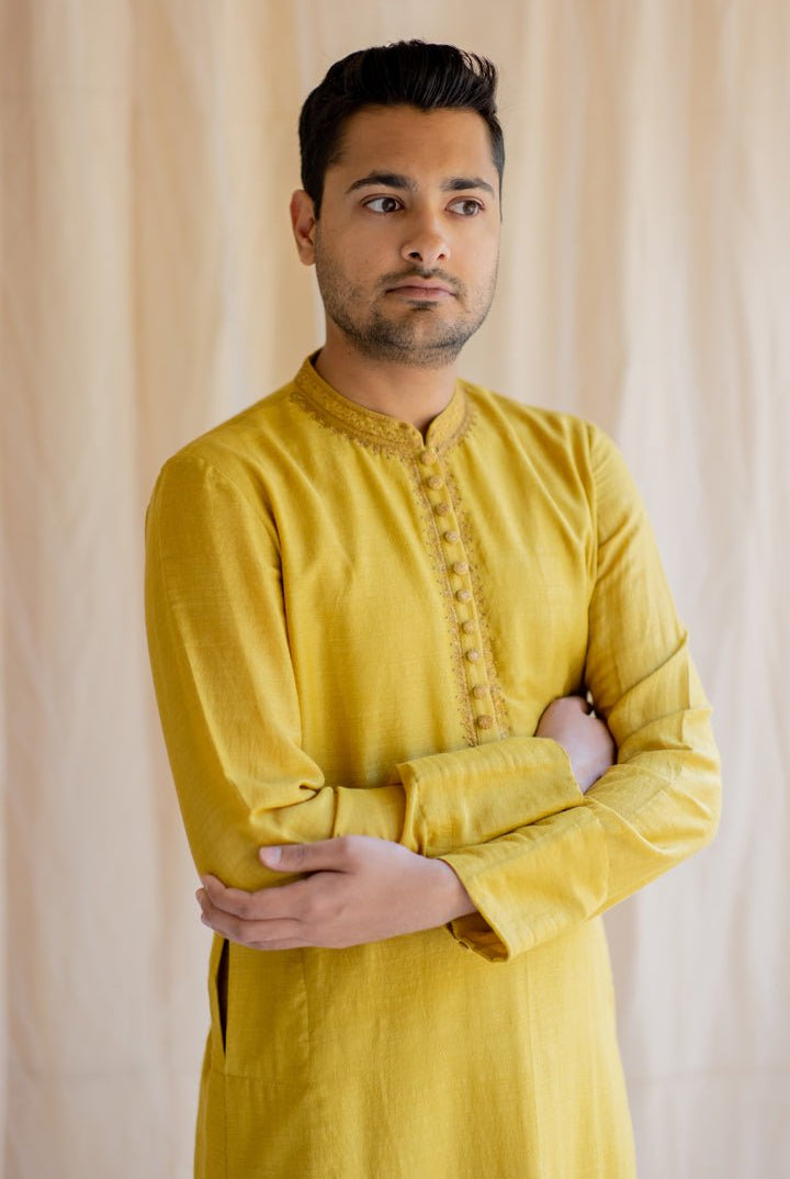 Mustard Yellow Nawab Kurta - CiceroniNirjara