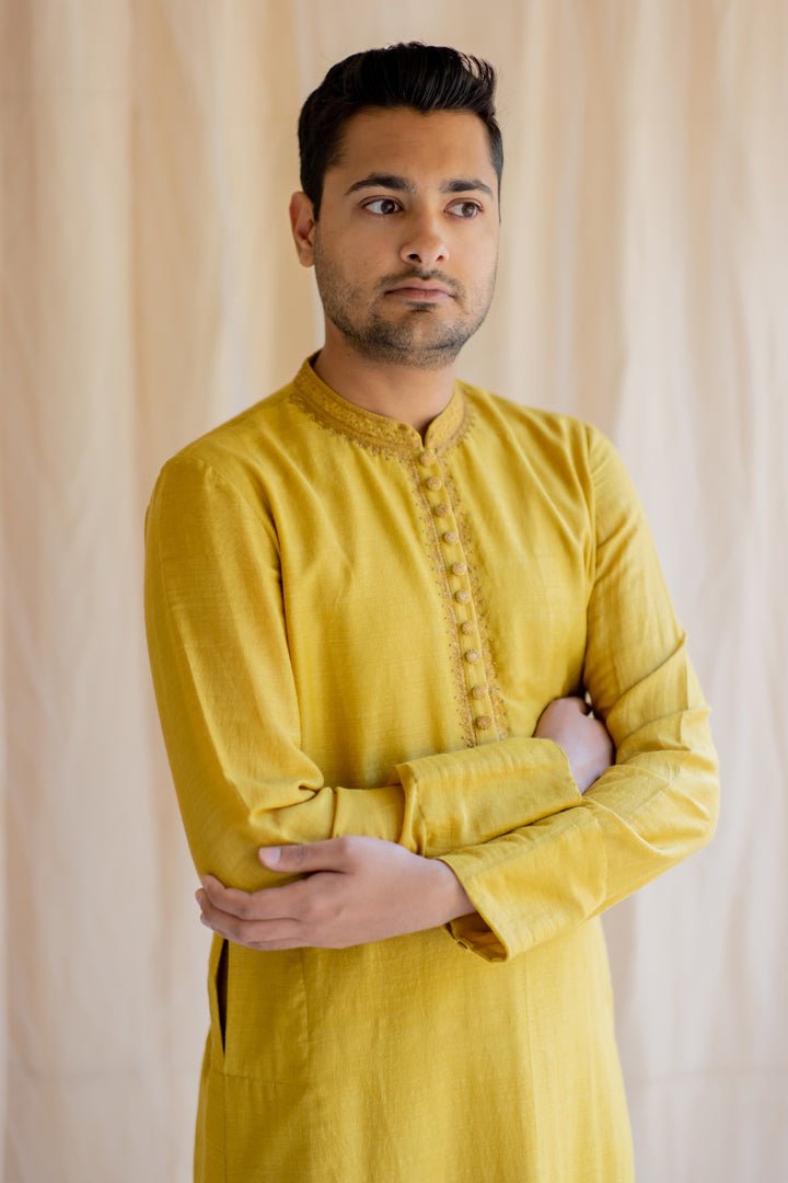 Mustard Yellow Nawab Kurta - CiceroniNirjara