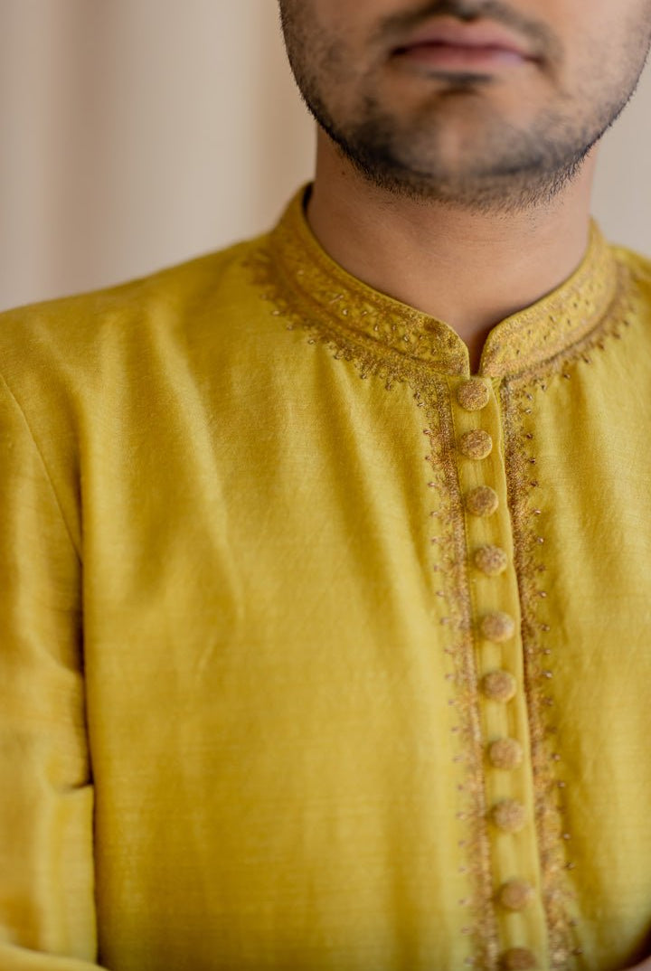 Mustard Yellow Nawab Kurta - CiceroniNirjara