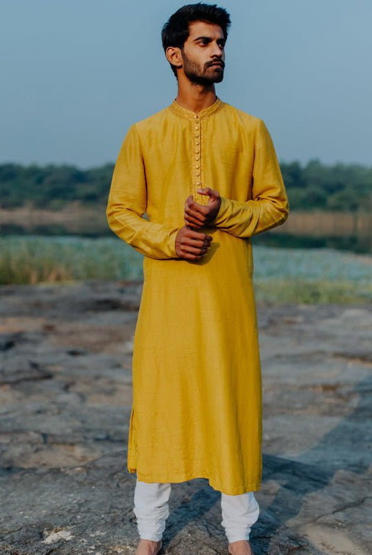 Mustard Yellow Nawab Kurta - CiceroniNirjara