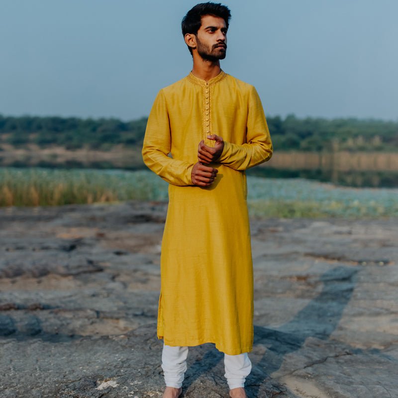 Mustard Yellow Nawab Kurta - CiceroniNirjara