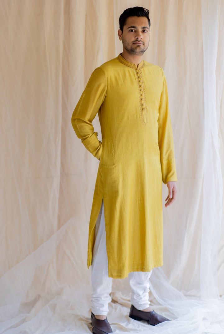 Mustard Yellow Nawab Kurta - CiceroniNirjara