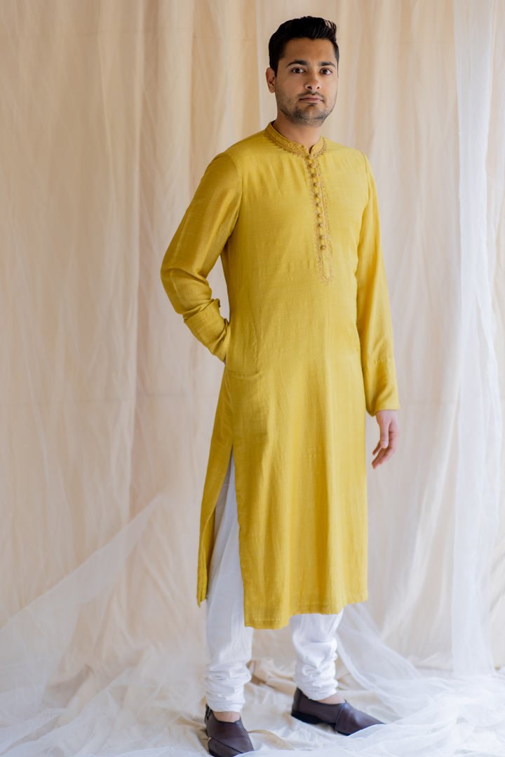 Mustard Yellow Nawab Kurta - CiceroniNirjara