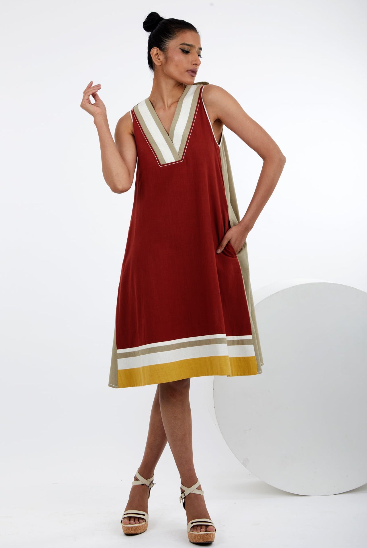 Muyu - Shoulder Tab Sleeveless A-Line Dress - CiceroniDressesMadder Much