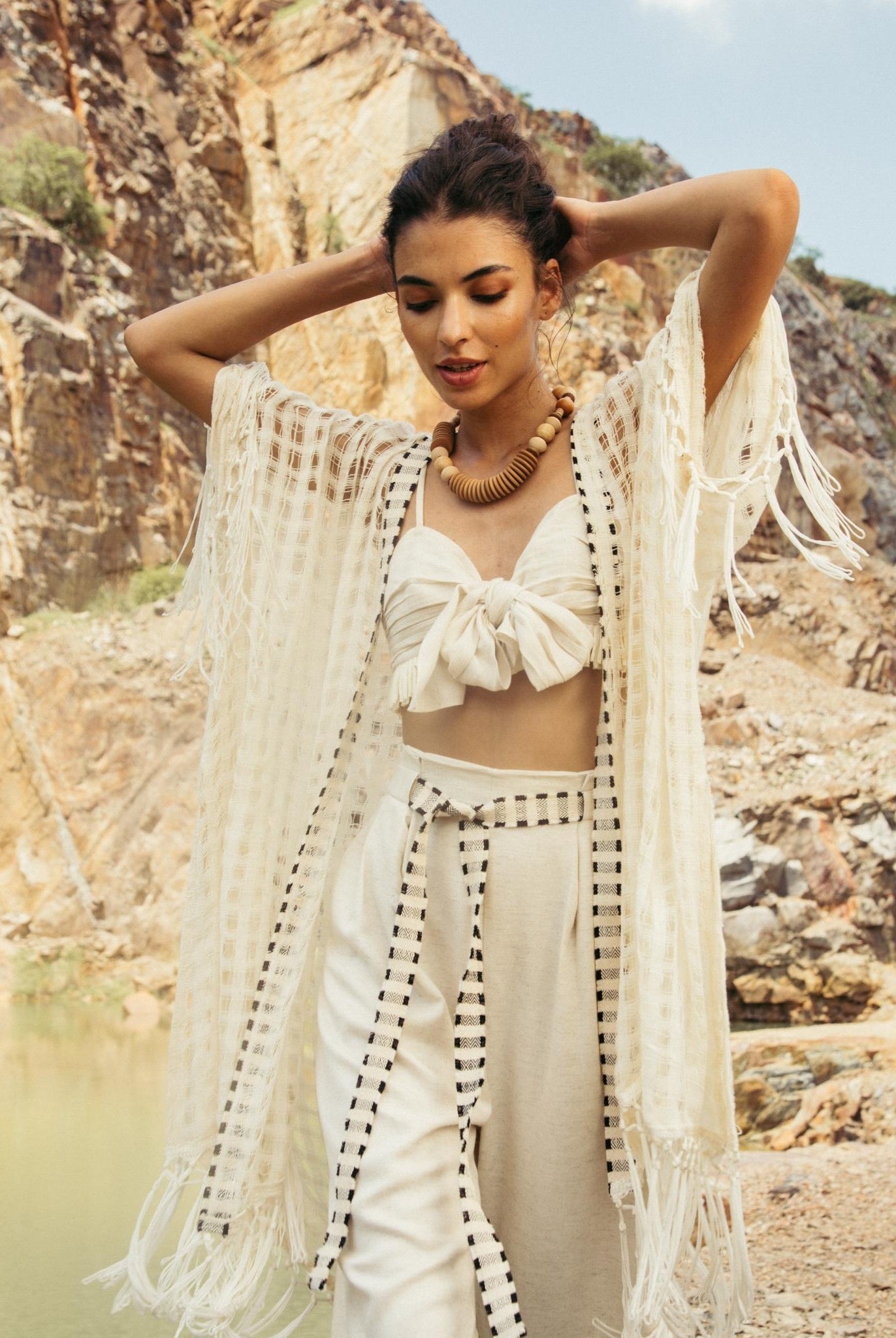 Natural Coloured Fringe Set - CiceroniCo-ord SetPriyanca Khanna