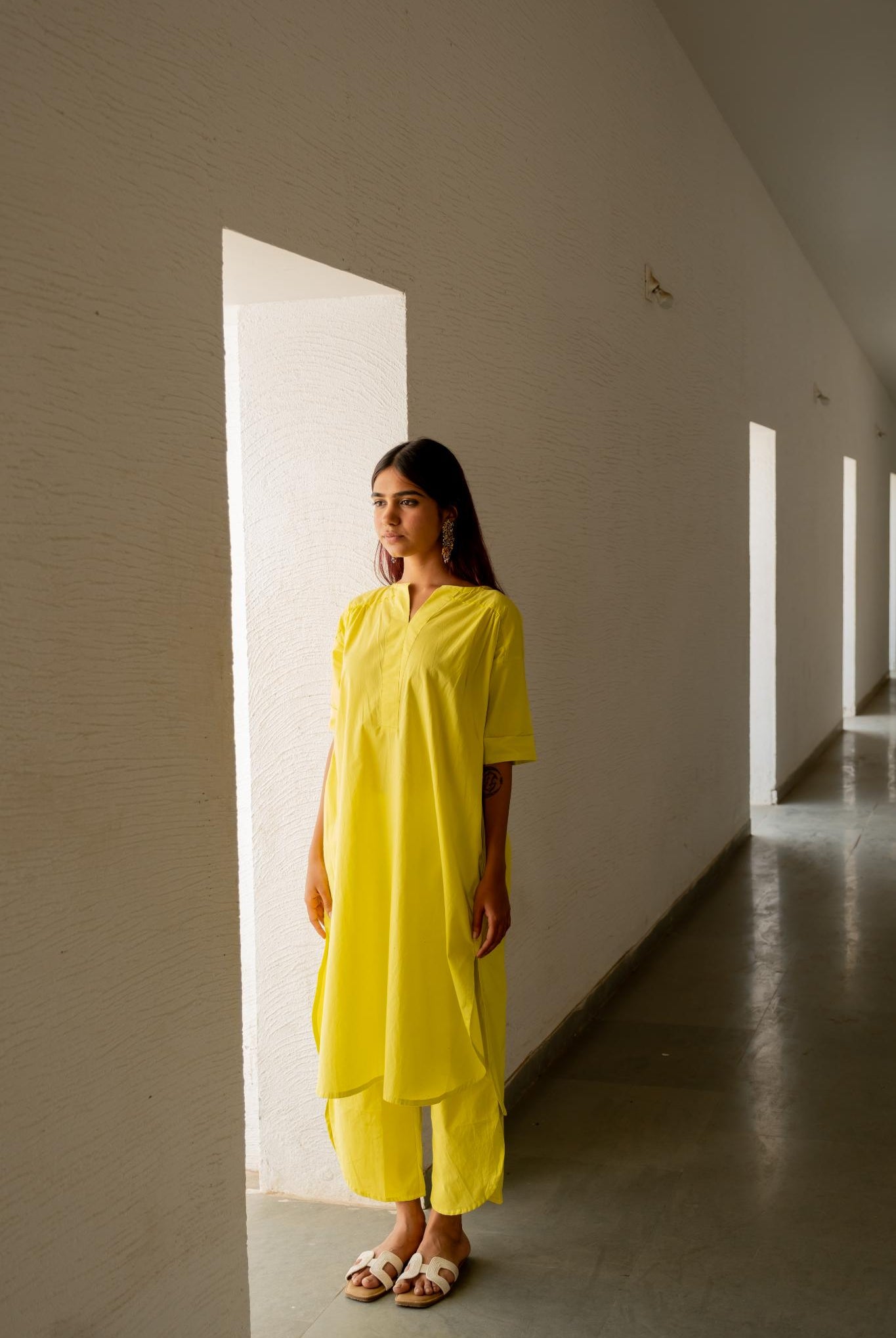 Neembu Yellow Tunic with Pants - CiceroniKurta SetSilai Studio