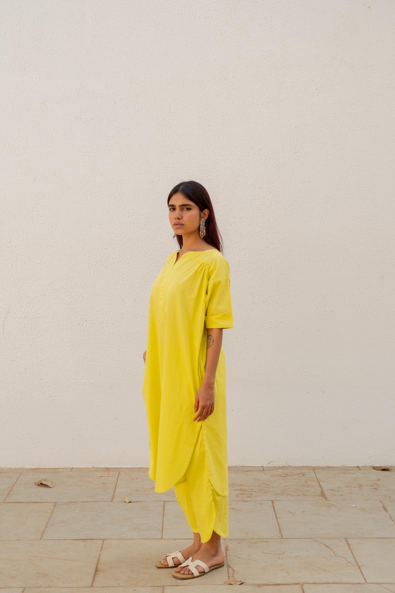 Neembu Yellow Tunic with Pants - CiceroniKurta SetSilai Studio