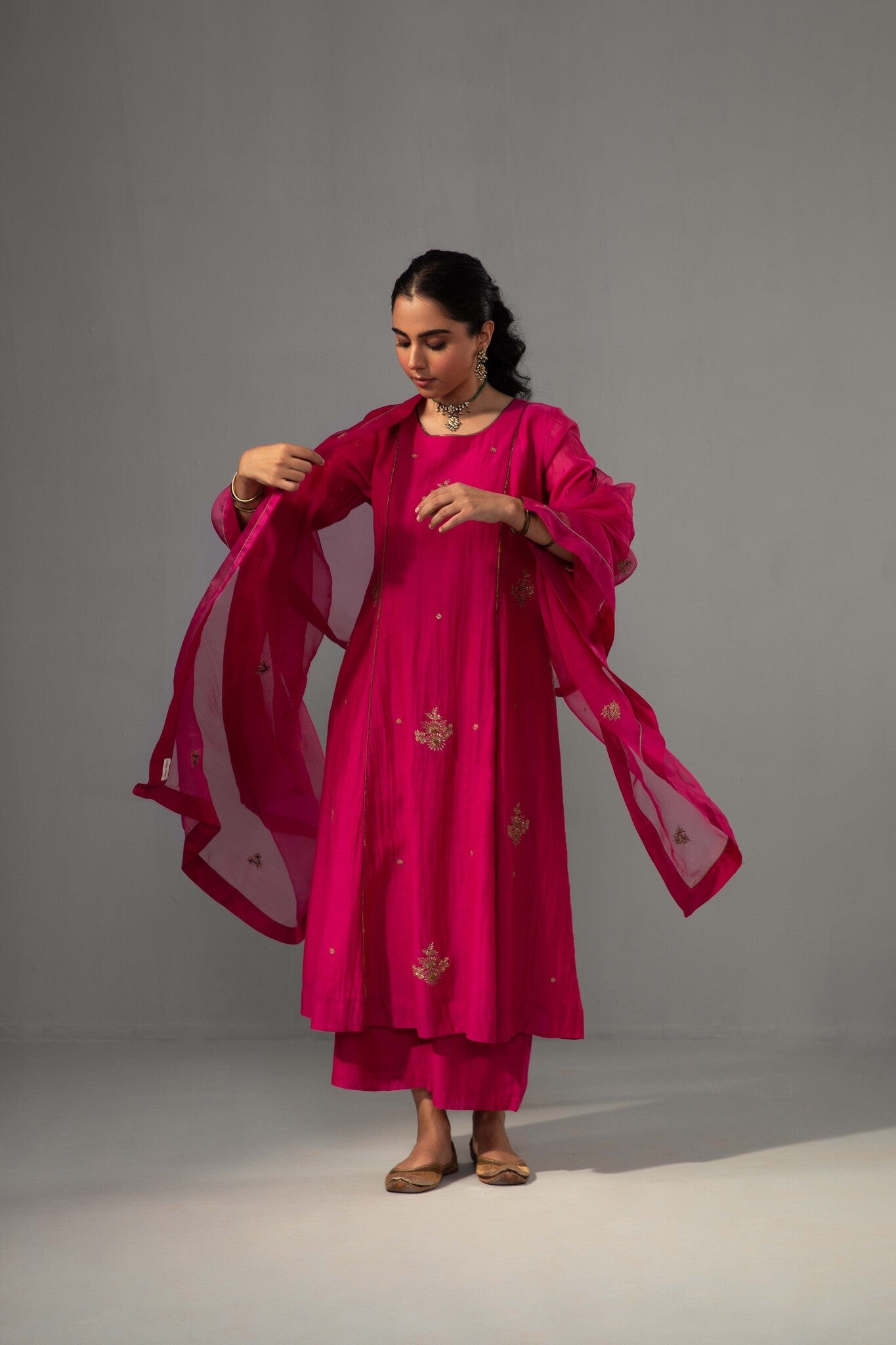 Noor Kurta Dupatta Set - Fuchsia Pink - CiceroniKurta Set, Festive wearLabel Shreya Sharma