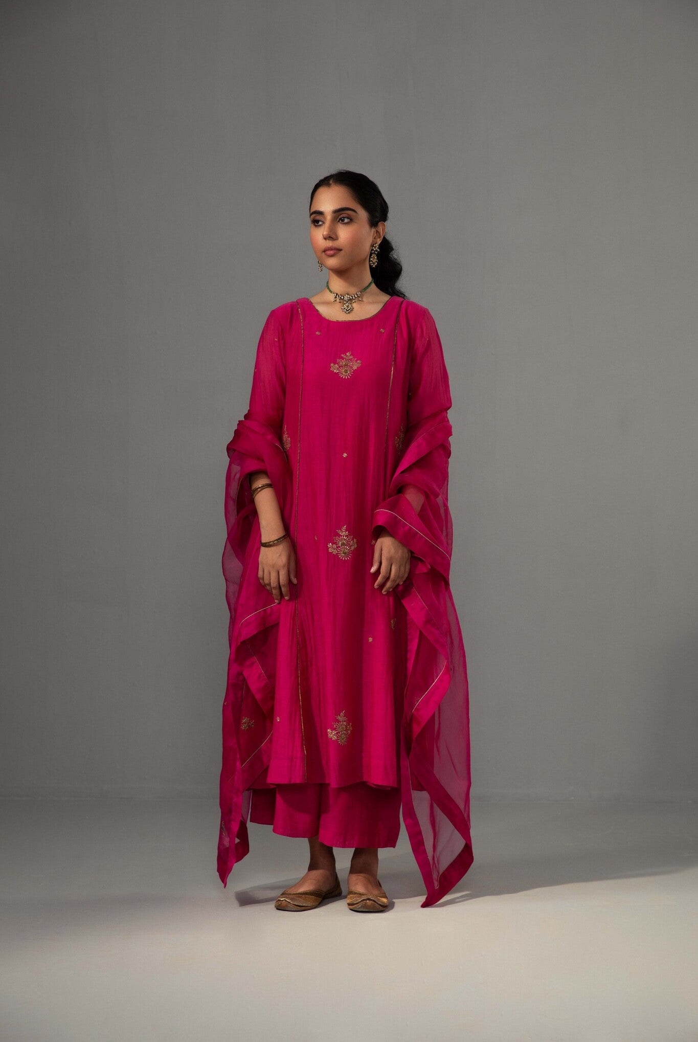 Noor Kurta Dupatta Set - Fuchsia Pink - CiceroniKurta Set, Festive wearLabel Shreya Sharma