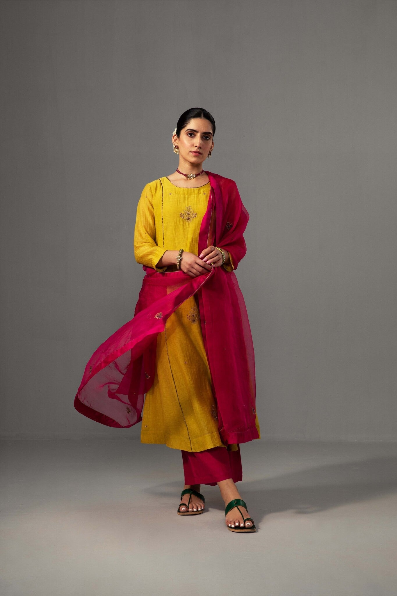 Noor Kurta Dupatta Set - Yellow - CiceroniKurta Set, Festive wearLabel Shreya Sharma
