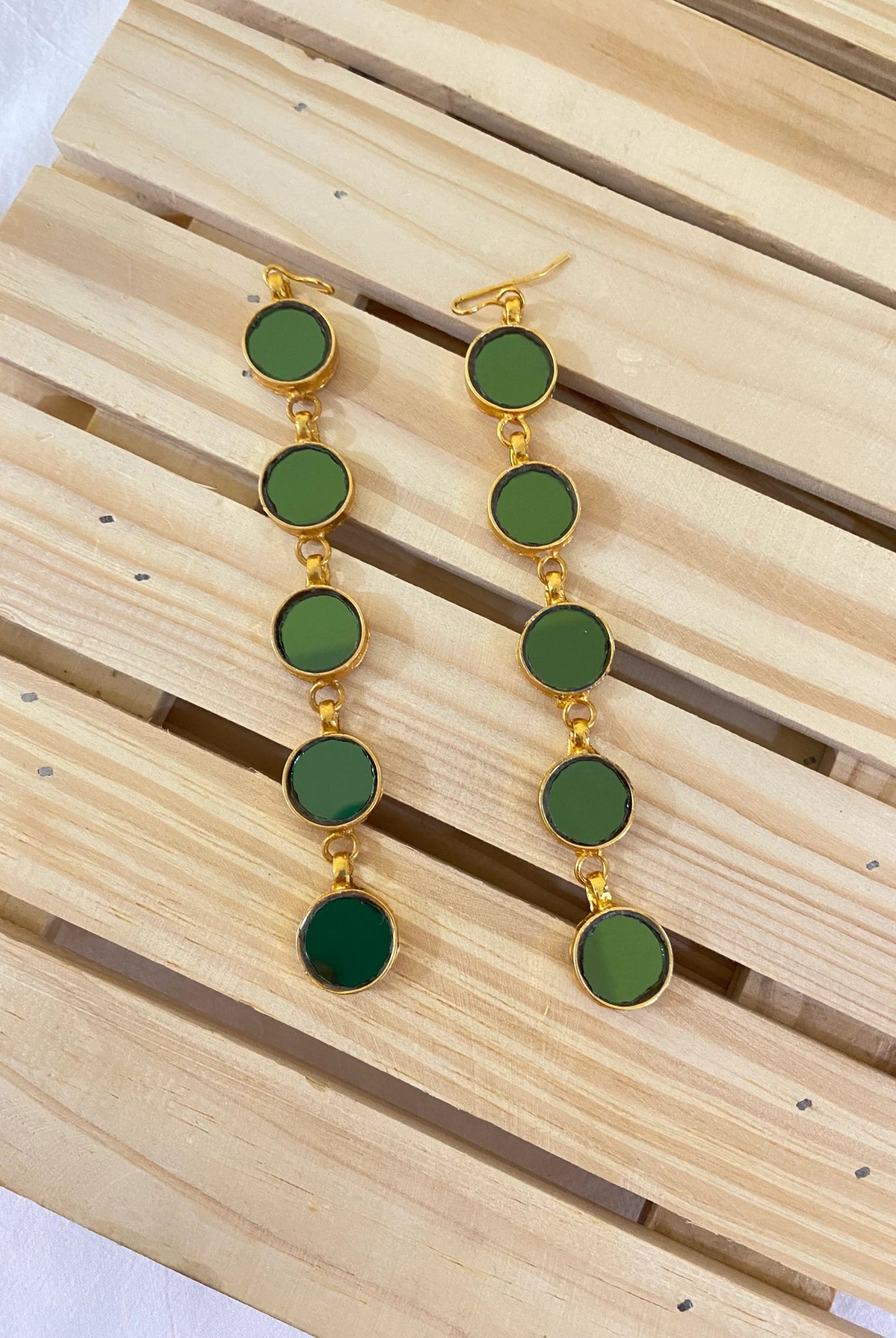 Nura Green Gold Plated Earrings - CiceroniEarringsAimra'a