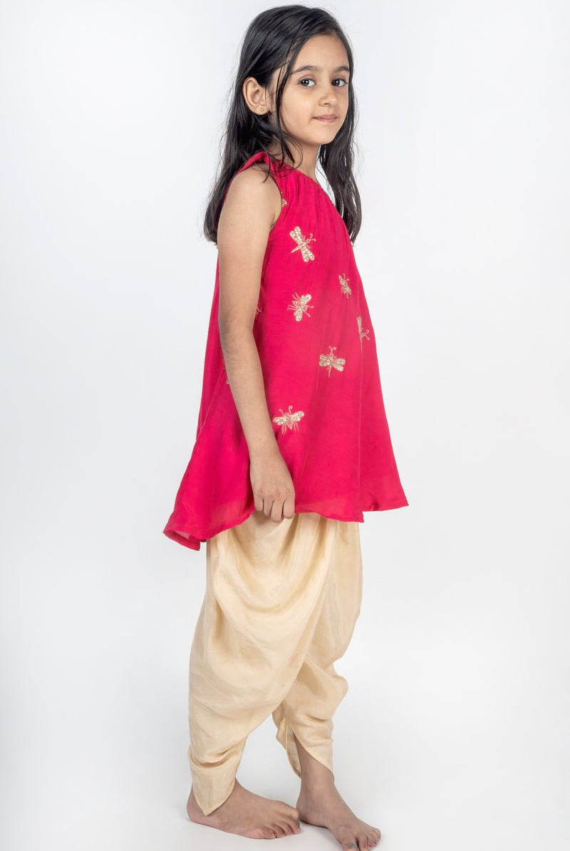 Off Shoulder Handwork Dragonfly Motif Embroidered Kurta Set - CiceroniKurta Set, Festive wearMr. Brat
