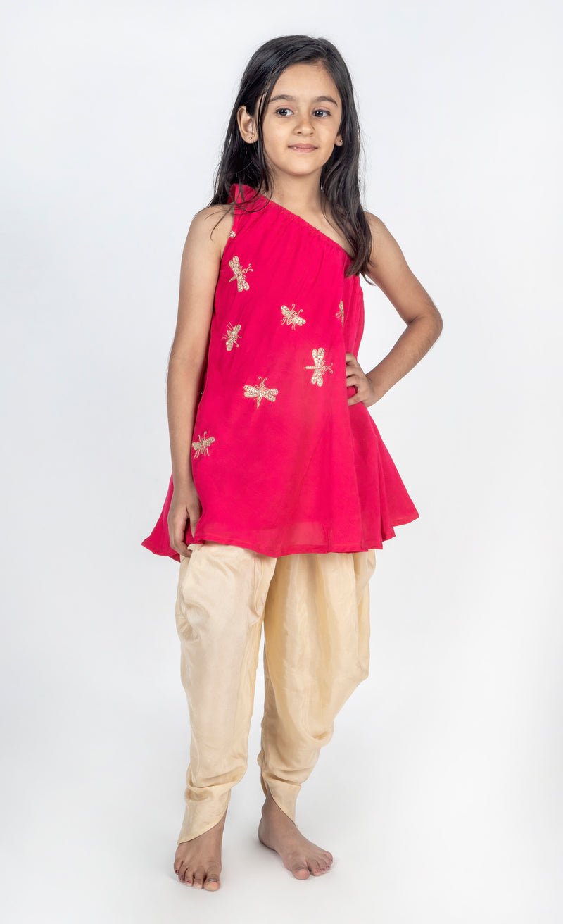 Off Shoulder Handwork Dragonfly Motif Embroidered Kurta Set - CiceroniKurta Set, Festive wearMr. Brat