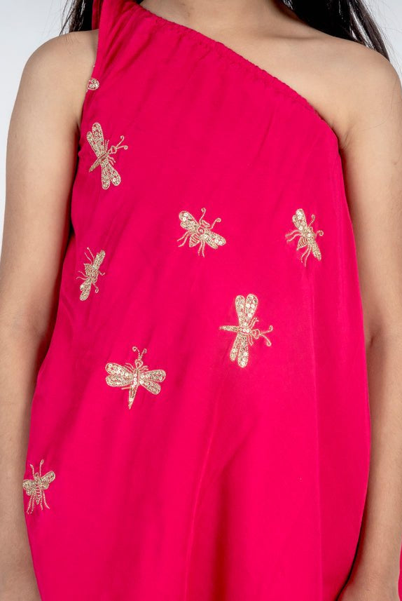 Off Shoulder Handwork Dragonfly Motif Embroidered Kurta Set - CiceroniKurta Set, Festive wearMr. Brat