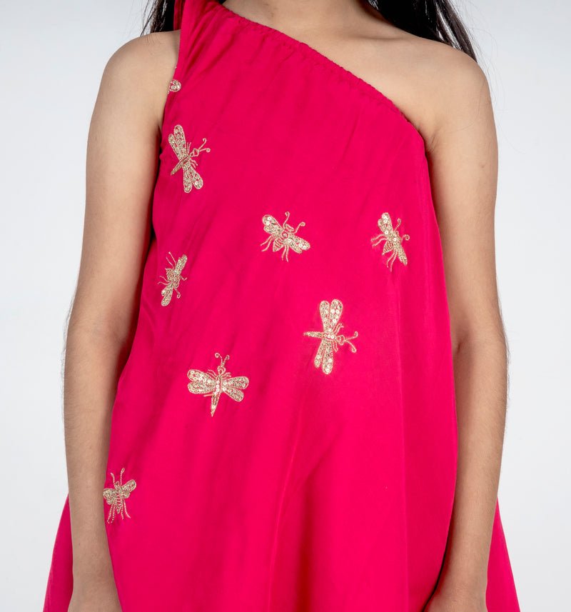 Off Shoulder Handwork Dragonfly Motif Embroidered Kurta Set - CiceroniKurta Set, Festive wearMr. Brat