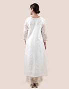 Off White Tissue Stripes/Chanderi Silk - A-line Kurta Set - CiceroniBhavik Shah